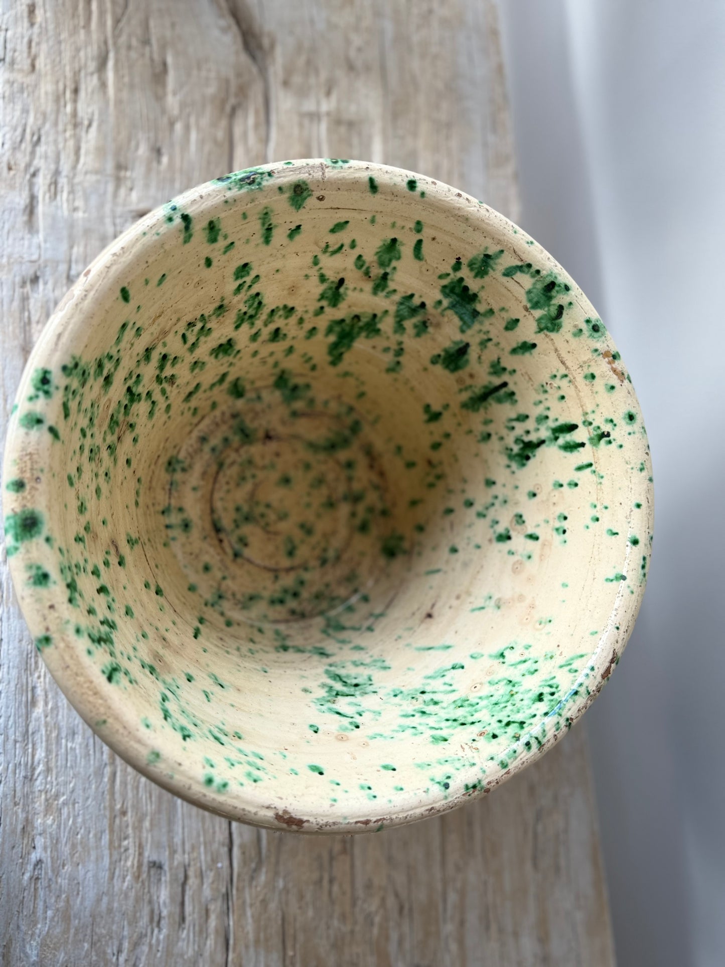 Antique Italian Passata bowl , splatter ceramics #1