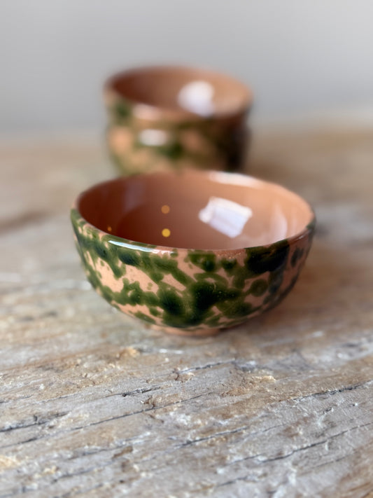 Nude & green splatterware small snack bowl