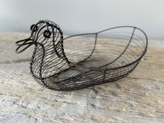 French vintage wire egg basket , novelty duck shape