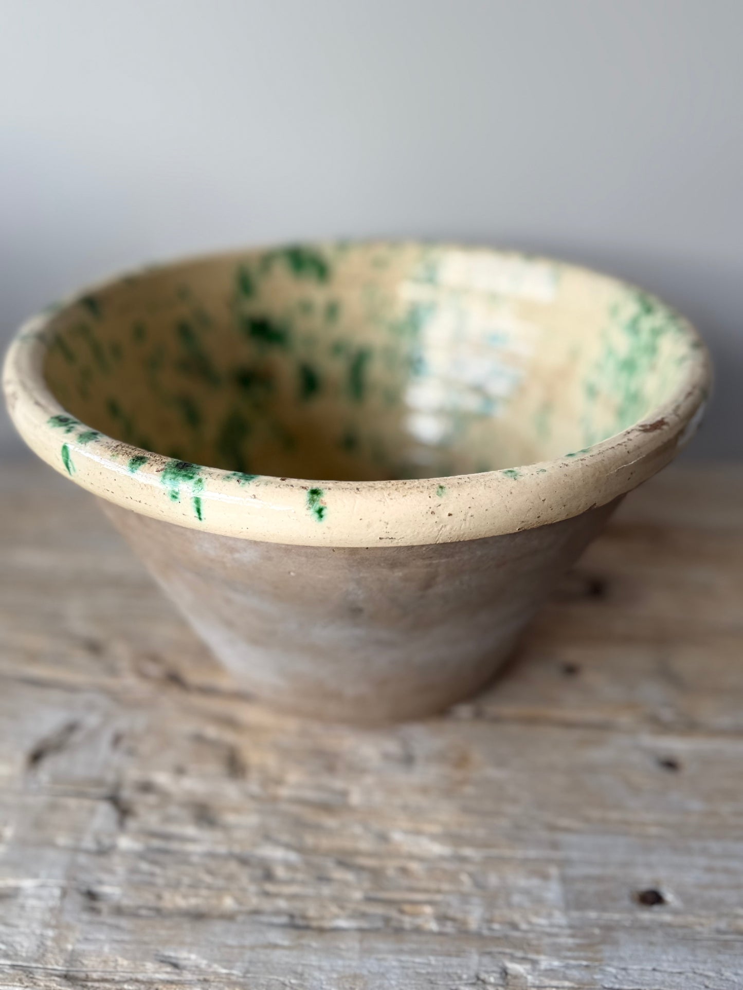 Antique Italian Passata bowl , splatter ceramics #1
