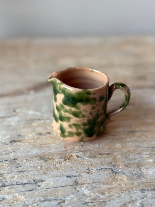 Nude & green splatterware small creamer jug