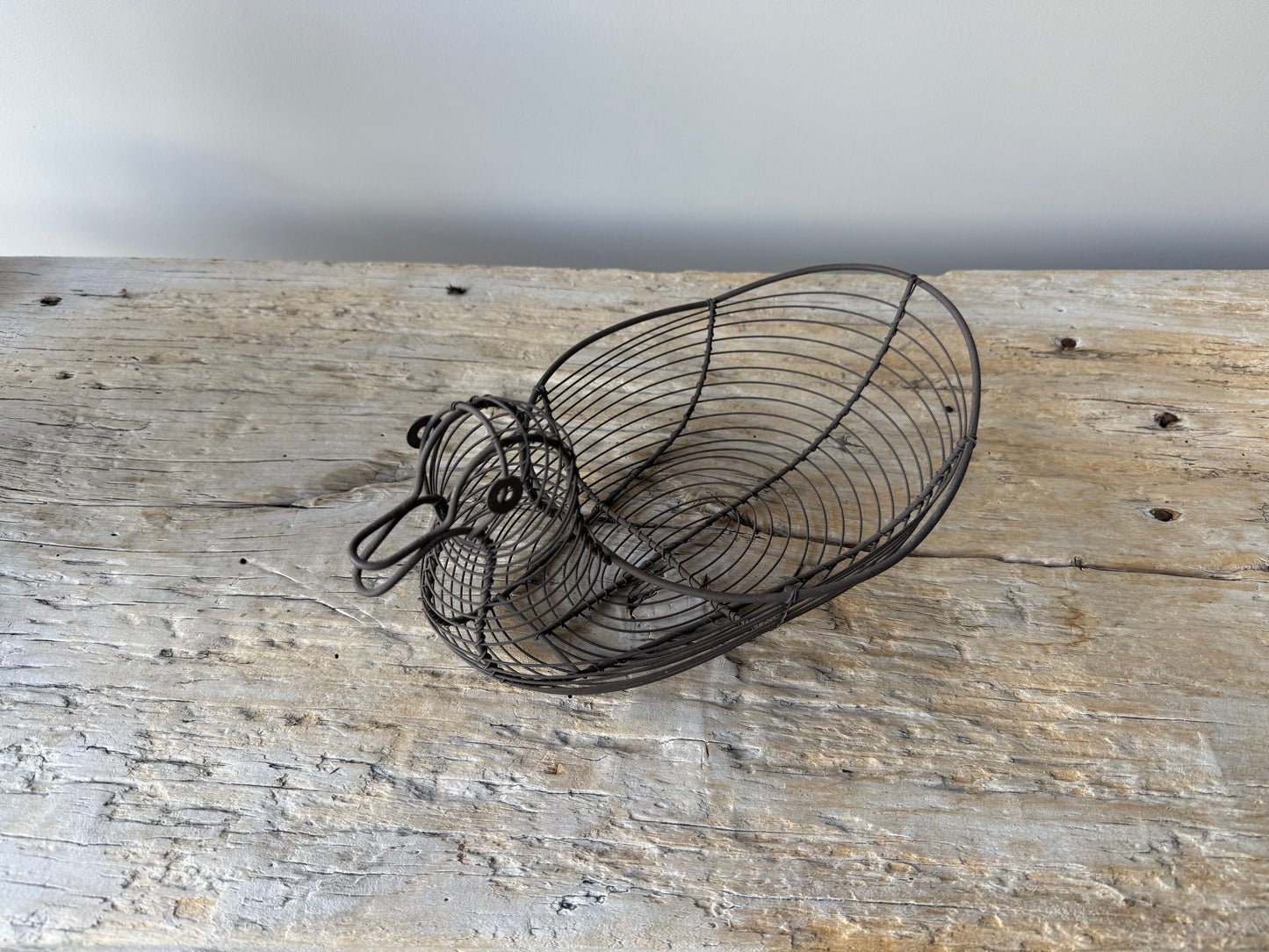 French vintage wire egg basket , novelty duck shape
