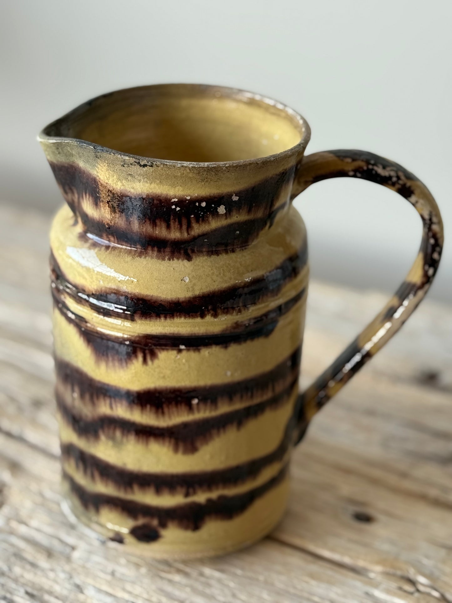 Antique French treacle glaze large jug