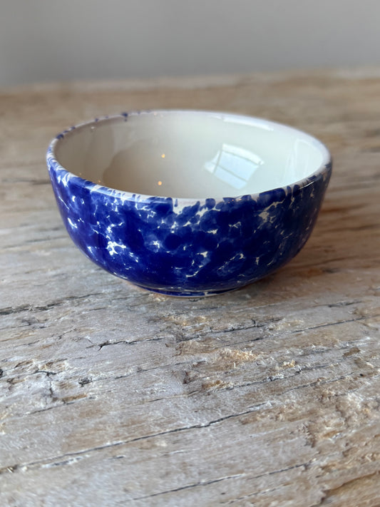 Dark blue splatterware small snacks bowl