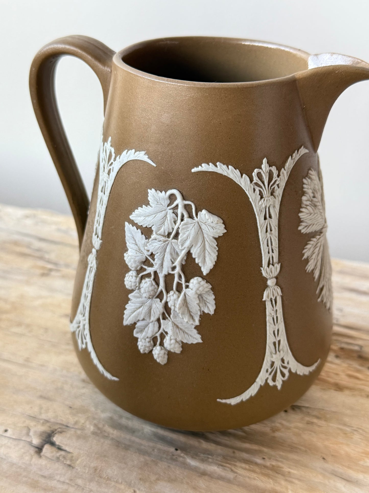 Antique Jasper-ware grapevine design set of jugs