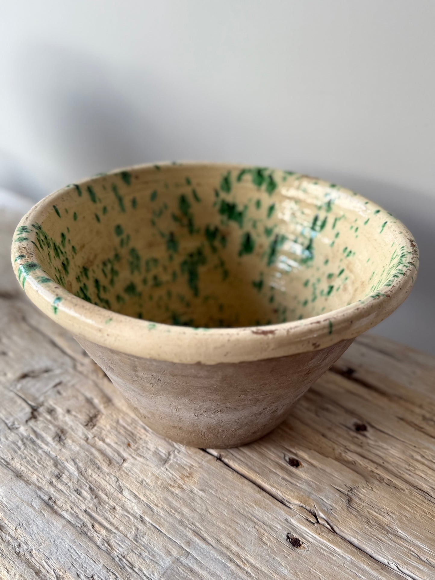 Antique Italian Passata bowl , splatter ceramics #1