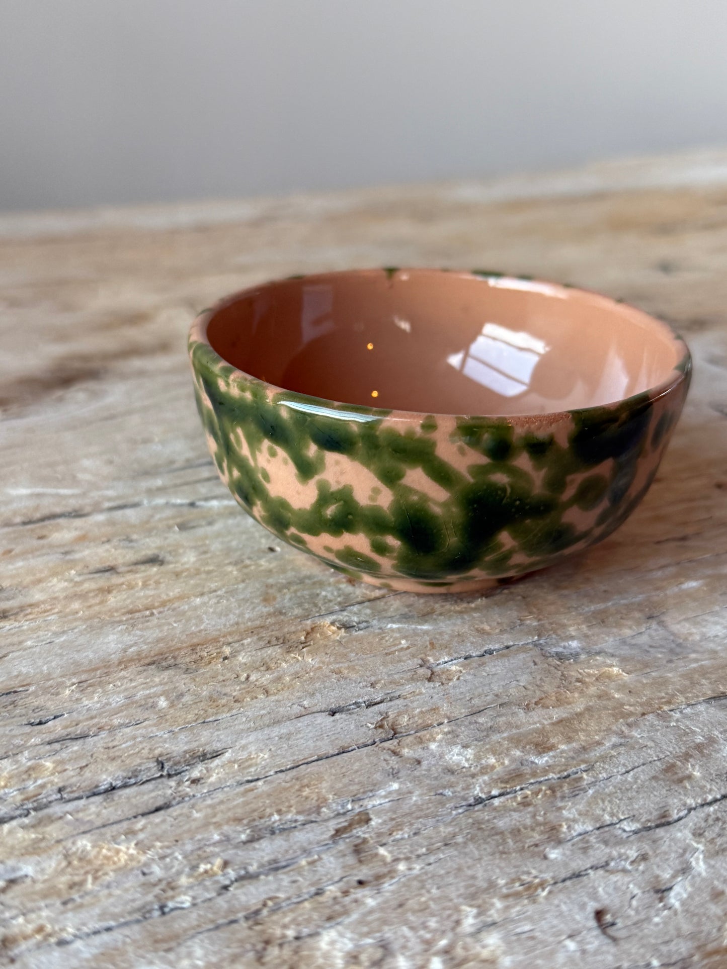 Nude & green splatterware small snack bowl