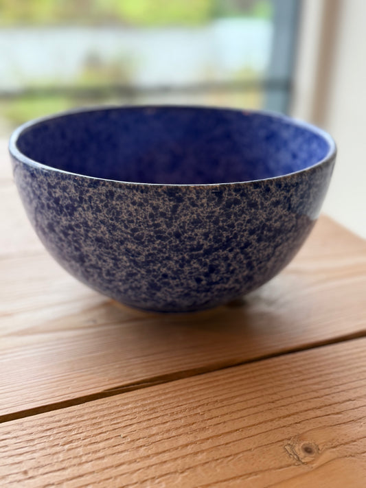 Blue fine splatter ceramic bowl