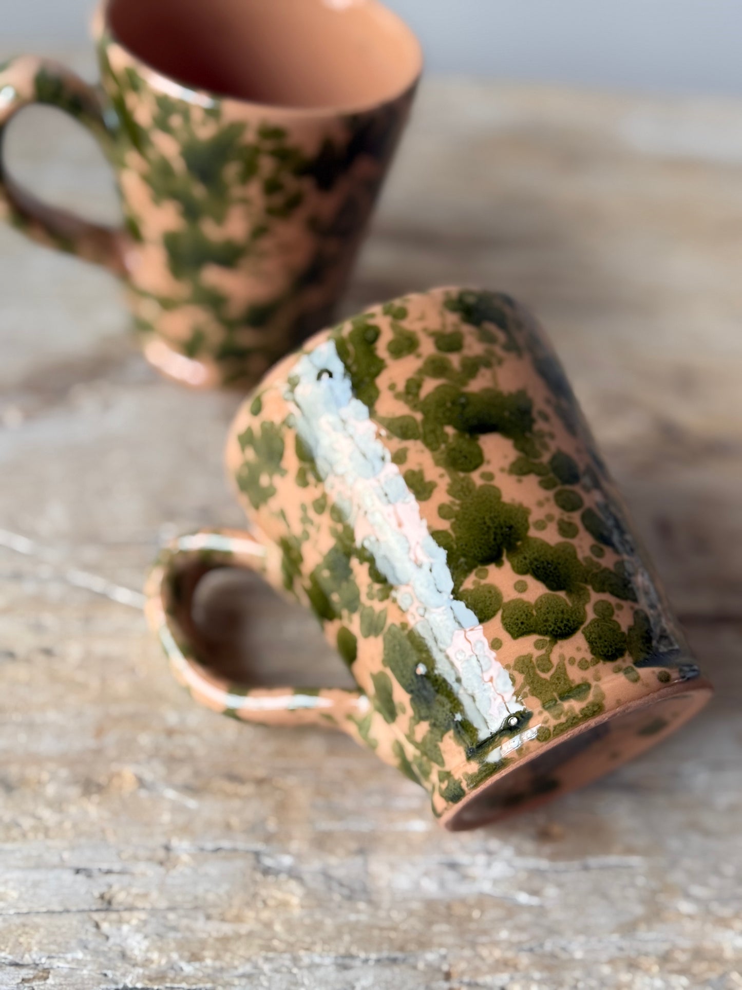 Nude & Green splatter-ware mug